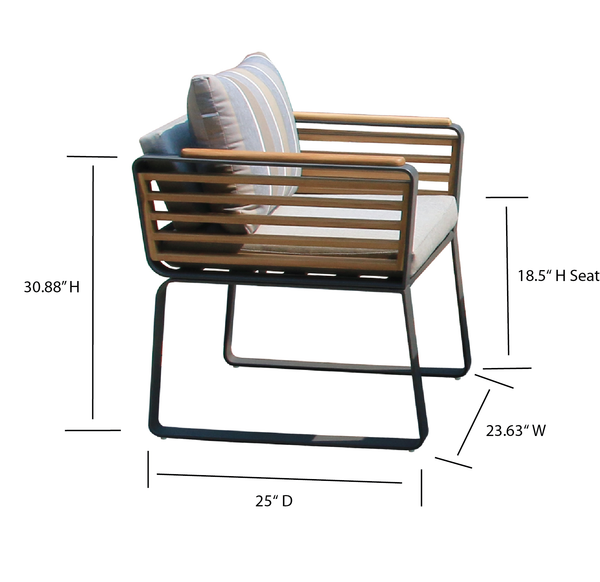 6 Place Seating Palazzolo Outdoor Teak Patio Dining Table Set and Cushioned Chairs