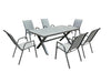 6 Place Seating Outdoor Aluminum Patio Dining Table Set and Chairs with Gray Textilene Fabric