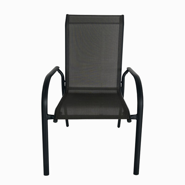 4 Place Seating   Grey Outdoor Aluminum Round Patio Dining Table and Stackable Chairs Set