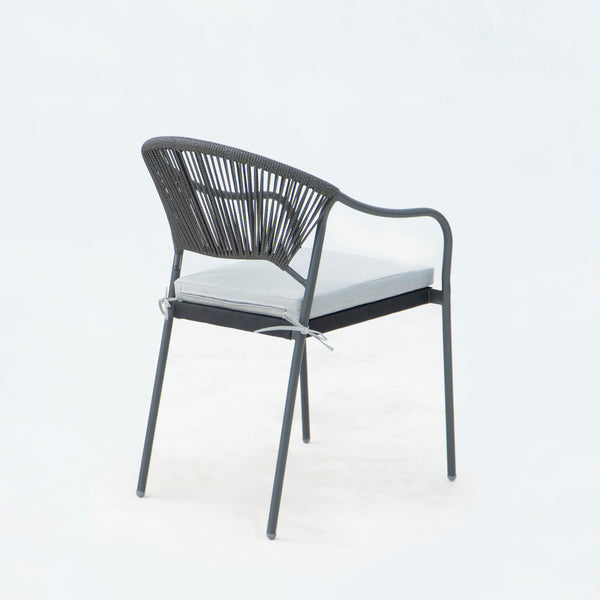 6 Place Seating Black Outdoor Patio Dining Chairs and Table Set