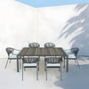 6 Place Seating Black Outdoor Patio Dining Chairs and Table Set