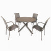 4 Place Seating Champagne Outdoor Aluminum Round Patio Dining Table and Stackable Chairs Set