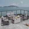4 Place Seating Tricarico Outdoor Aluminum Sofa Conversation Set with Propane Gas Firepit Table