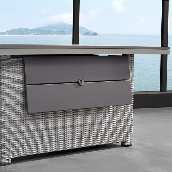 4 Place Seating Tricarico Outdoor Aluminum Sofa Conversation Set with Propane Gas Firepit Table