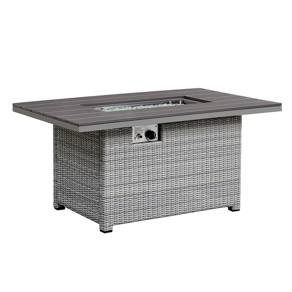 4 Place Seating Tricarico Outdoor Aluminum Sofa Conversation Set with Propane Gas Firepit Table