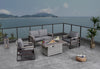 4 Place Seating Tricarico Outdoor Aluminum Sofa Conversation Set with Propane Gas Firepit Table