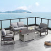 4 Place Seating Tricarico Outdoor Aluminum Sofa Conversation Set with Propane Gas Firepit Table