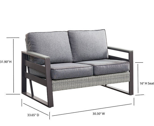 4 Place Seating Tricarico Outdoor Aluminum Sofa Conversation Set with Propane Gas Firepit Table