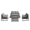 4 Place Seating Tricarico Outdoor Aluminum Sofa Conversation Set with Propane Gas Firepit Table