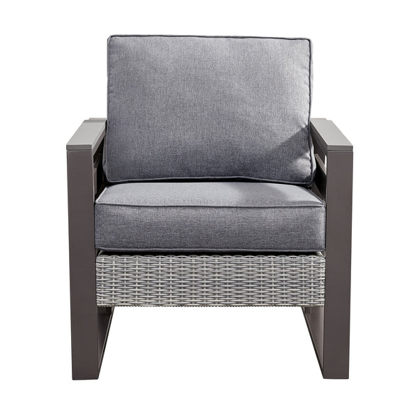 4 Place Seating Tricarico Outdoor Aluminum Sofa Conversation Set with Propane Gas Firepit Table