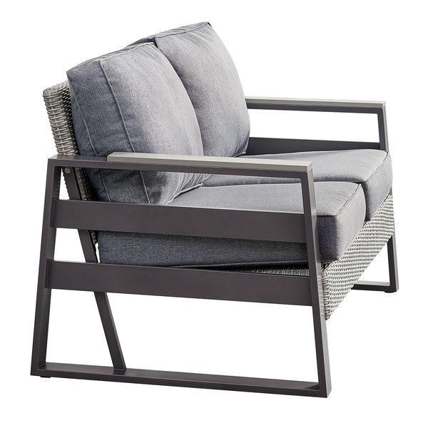 4 Place Seating Tricarico Outdoor Aluminum Sofa Conversation Set with Propane Gas Firepit Table