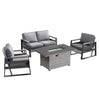 4 Place Seating Tricarico Outdoor Aluminum Sofa Conversation Set with Propane Gas Firepit Table