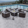 4 Place Seating Avola Outdoor Aluminum Conversation Set with Cushioned Sofa Chairs and Propane Gas Firepit Table