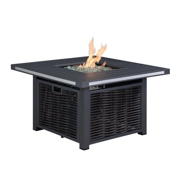 4 Place Seating Avola Outdoor Aluminum Conversation Set with Cushioned Sofa Chairs and Propane Gas Firepit Table