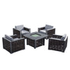4 Place Seating Avola Outdoor Aluminum Conversation Set with Cushioned Sofa Chairs and Propane Gas Firepit Table