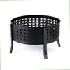 27 Inch Round Outdoor Steel Wood Burning Fire Pit with Cooking Grill and Spark Screen