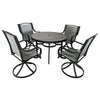 4 Place Seating Outdoor Patio Dining Table and Swivel Chairs Set