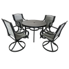 4 Place Seating Outdoor Patio Dining Table and Swivel Chairs Set