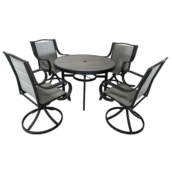 4 Place Seating Outdoor Patio Dining Table and Swivel Chairs Set