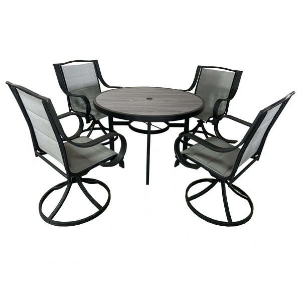 4 Place Seating Outdoor Patio Dining Table and Swivel Chairs Set
