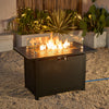 Rectangular Outdoor Propane Gas Fire Pit Table 50,000 BTU Propane with Lava Rock Filler