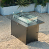 Rectangular Outdoor Propane Gas Fire Pit Table 50,000 BTU Propane with Lava Rock Filler