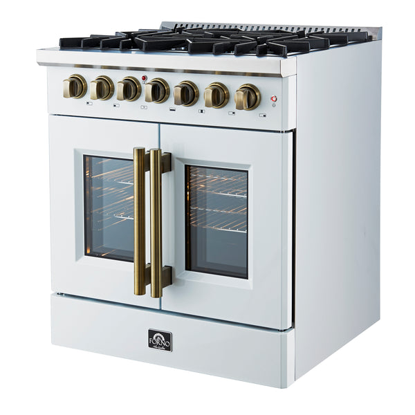 Forno Galiano 30-inch Freestanding French Door Dual Fuel Range White