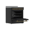 Forno Paolo 30-Inch Freestanding Electric Range, Black, 4.38 cu.ft, True Convection Oven, Energy Efficient