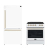 FORNO Premium 2-Piece Kitchen Bundle - Leonardo Espresso 30" White Range, 31" White Bottom Freezer Refrigerator - FBDL-003-03US