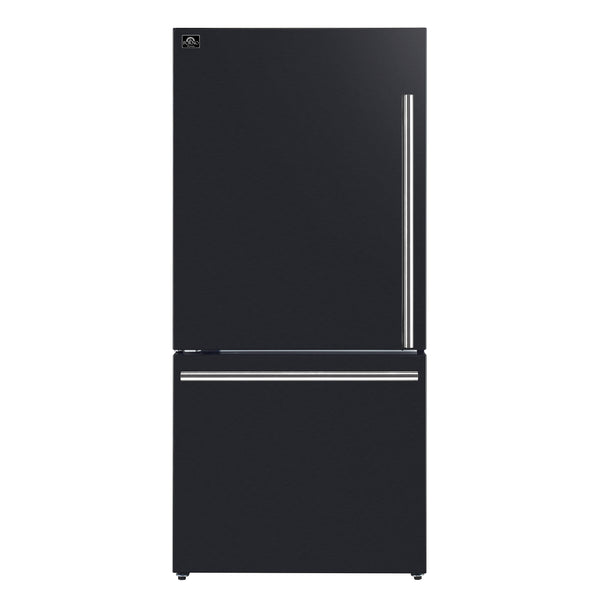Forno Milano 2-Piece 62-Inch Freestanding Dual Bottom Freezer Refrigerator in Black – 34.4 cu.ft, Touch Control, Ice Maker