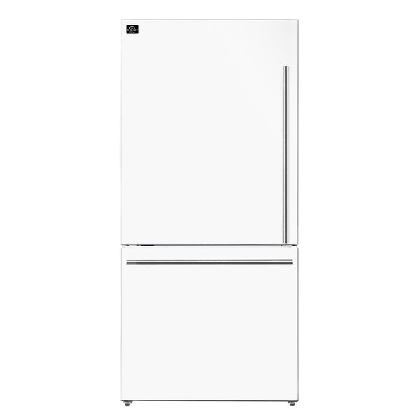 Forno Milano 2-Piece 62-Inch Freestanding Dual Bottom Freezer Refrigerator, White – 34.4 cu.ft, Touch Control, Ice Maker