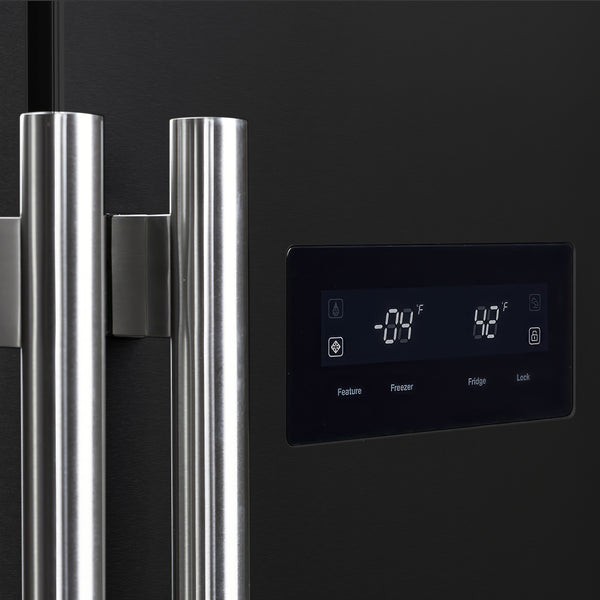 Forno Salerno Espresso 33-Inch Black Side-by-Side Refrigerator, 15.6 Cu. Ft., Energy-Efficient, No Frost, Modern Design