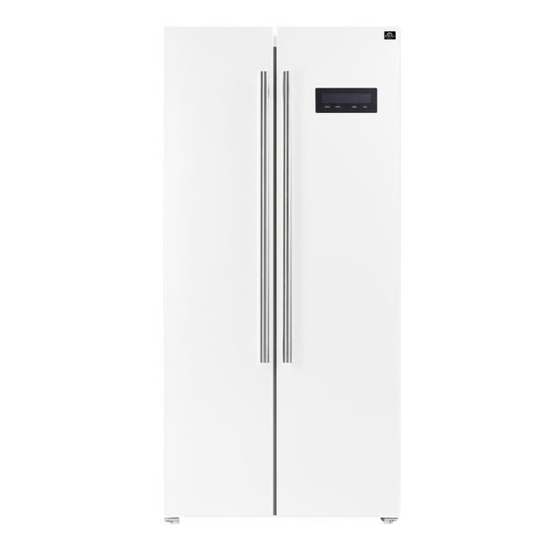 Forno Salerno Espresso 33-Inch White Side-by-Side Refrigerator, 15.6 Cu. Ft., Energy-Efficient, No Frost, Modern Design