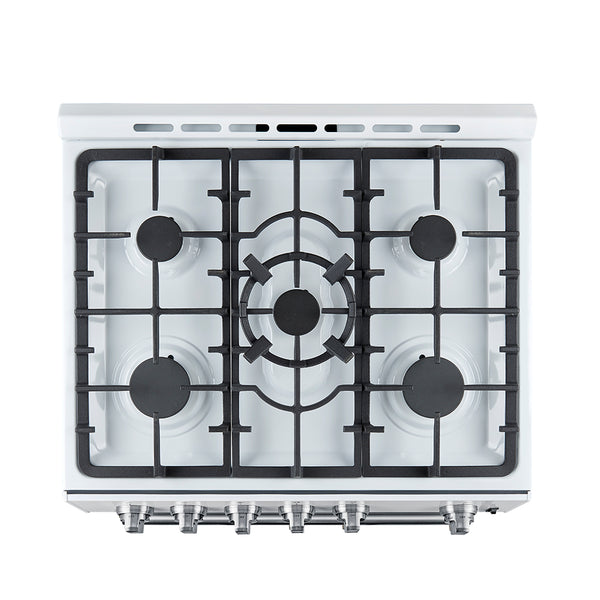 Forno Leonardo Espresso 30-Inch White Gas Range, 5 Burners, 39,500 BTU, 5 cu.ft Convection Oven