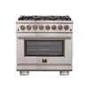 Forno Capriasca 36-Inch Freestanding Dual Fuel Range, 6 Burners, True Convection Oven