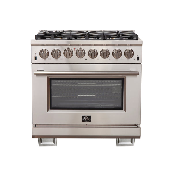 Forno Capriasca 36-Inch Freestanding Dual Fuel Range, 6 Burners, True Convection Oven