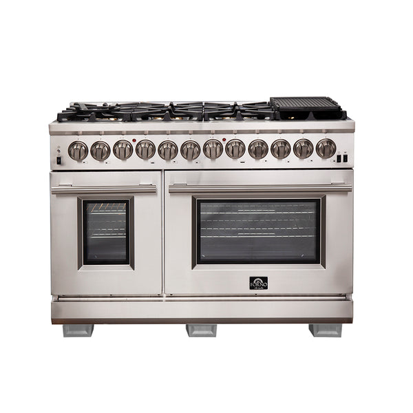 Forno Capriasca 48-Inch Freestanding Dual Fuel Range, 8 Burners, True Convection Oven
