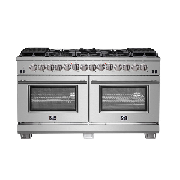 Forno Capriasca 60-Inch Freestanding Dual Fuel Range, 10 Burners, True Convection Oven