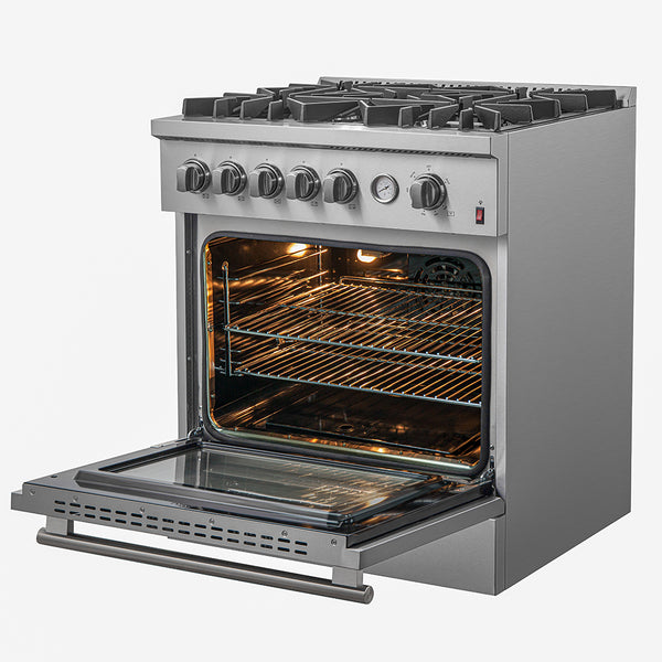FORNO Giovanni 30-inch Gas Range Stainless Steel, 5 Burners 67,000 BTU, 4.32 cu.ft. Convection Oven