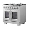 Forno Capriasca 36-Inch Freestanding French Door Gas Range, 6 Burners, Convection Oven, Energy Efficient