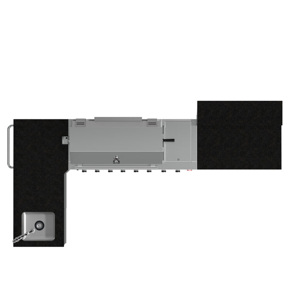 FORNO Bulnes 40-Inch BBQ, 95,000 BTU, 5 Burners, Sear & Rotisserie Infrared with Side Burner, Stainless Steel Outdoor Kitchen with 1.8 cu.ft. Beverage Center & Black Granite Countertops