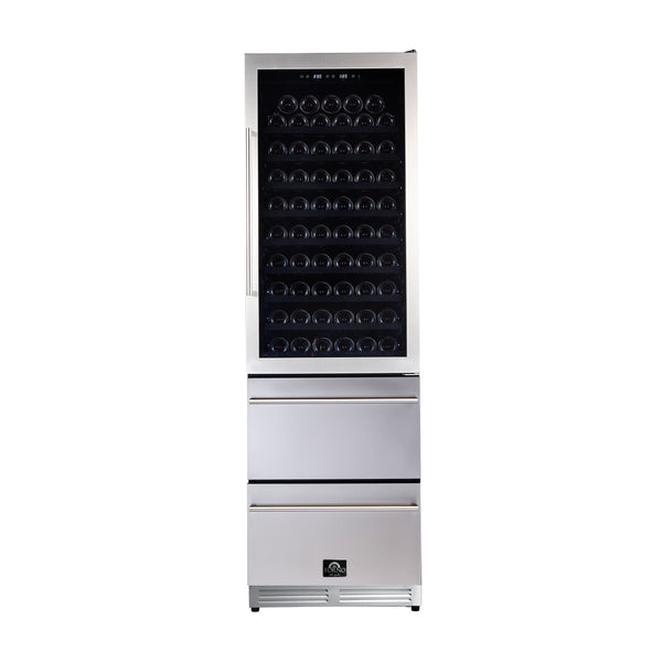 Forno Azienda 24-Inch Dual Temperature Zone Wine Cooler, Up to 108 Bottles, Two Refrigerated Drawers, Adjustable Temperature Zones, Energy Efficient