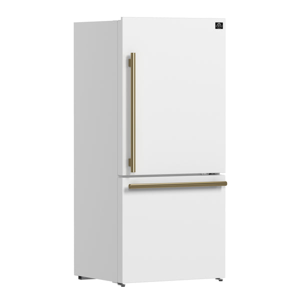 Forno Milano 2-Piece 62-Inch Freestanding Dual Bottom Freezer Refrigerator, White – 34.4 cu.ft, Touch Control, Ice Maker