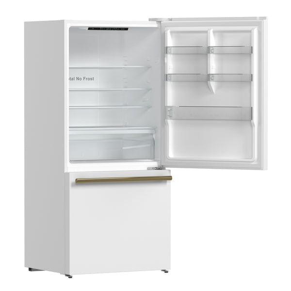 Forno Milano 2-Piece 62-Inch Freestanding Dual Bottom Freezer Refrigerator, White – 34.4 cu.ft, Touch Control, Ice Maker