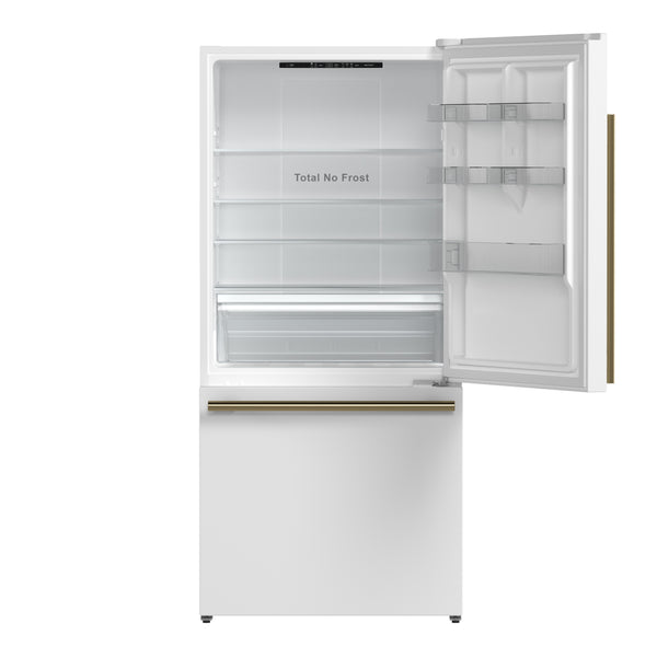 Forno Milano 2-Piece 62-Inch Freestanding Dual Bottom Freezer Refrigerator, White – 34.4 cu.ft, Touch Control, Ice Maker