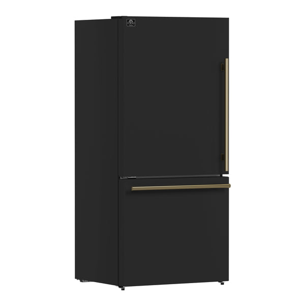 Forno Milano 2-Piece 62-Inch Freestanding Dual Bottom Freezer Refrigerator in Black – 34.4 cu.ft, Touch Control, Ice Maker