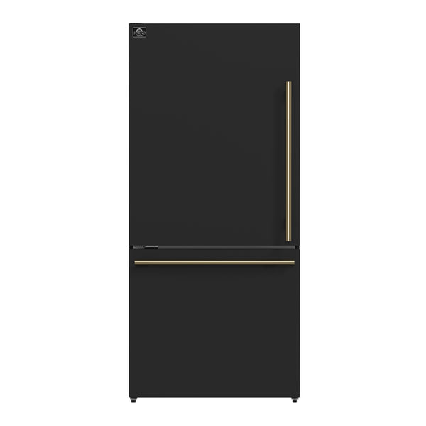 Forno Milano 2-Piece 62-Inch Freestanding Dual Bottom Freezer Refrigerator in Black – 34.4 cu.ft, Touch Control, Ice Maker
