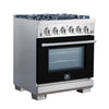 Forno Capriasca 30-Inch Freestanding Gas Range, 4 Burners, True Convection Oven