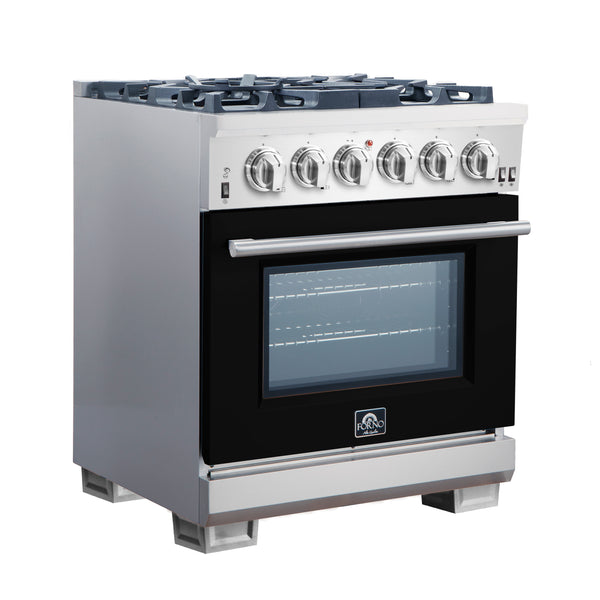 Forno Capriasca 30-Inch Freestanding Gas Range, 4 Burners, True Convection Oven