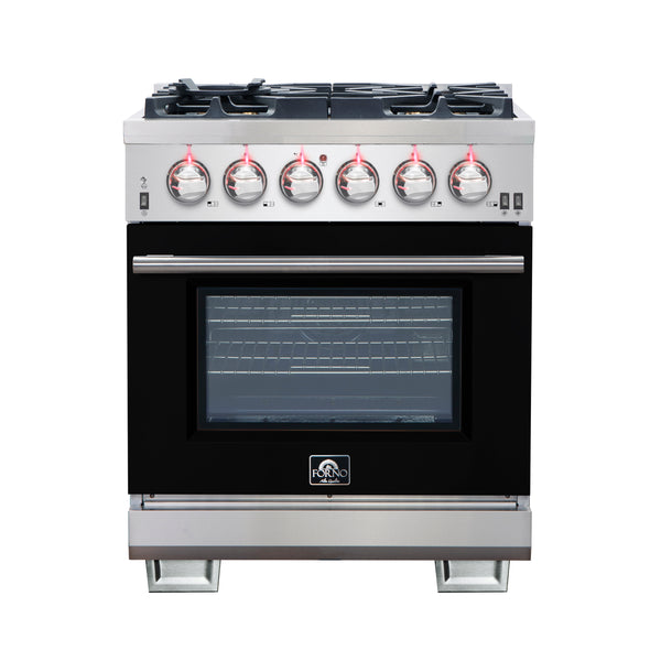 Forno Capriasca 30-Inch Freestanding Gas Range, 4 Burners, True Convection Oven